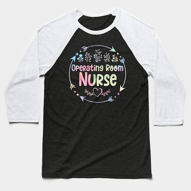 Operating Room Nurse cute floral watercolor Baseball T-Shirt by ARTBYHM